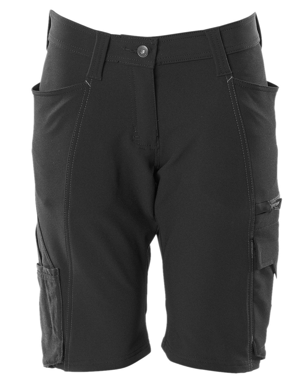 Black Coloured Mascot Workwear Womens Accelerate Diamond Fit Shorts on white background 