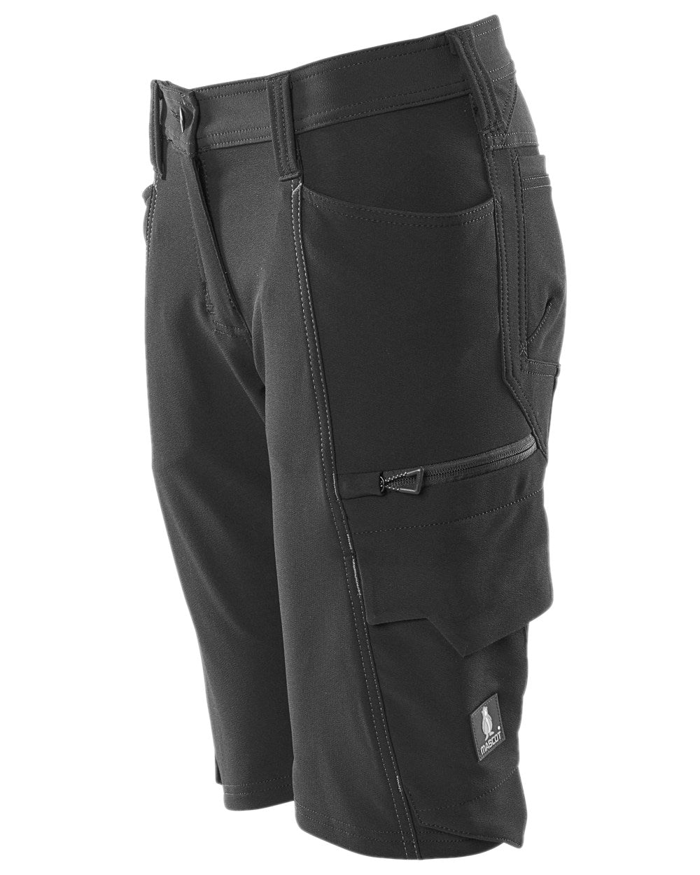 Black Coloured Mascot Workwear Womens Accelerate Diamond Fit Shorts on white background 