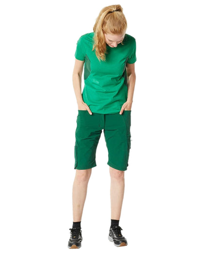Green Coloured Mascot Workwear Womens Accelerate Diamond Fit Shorts on white background 