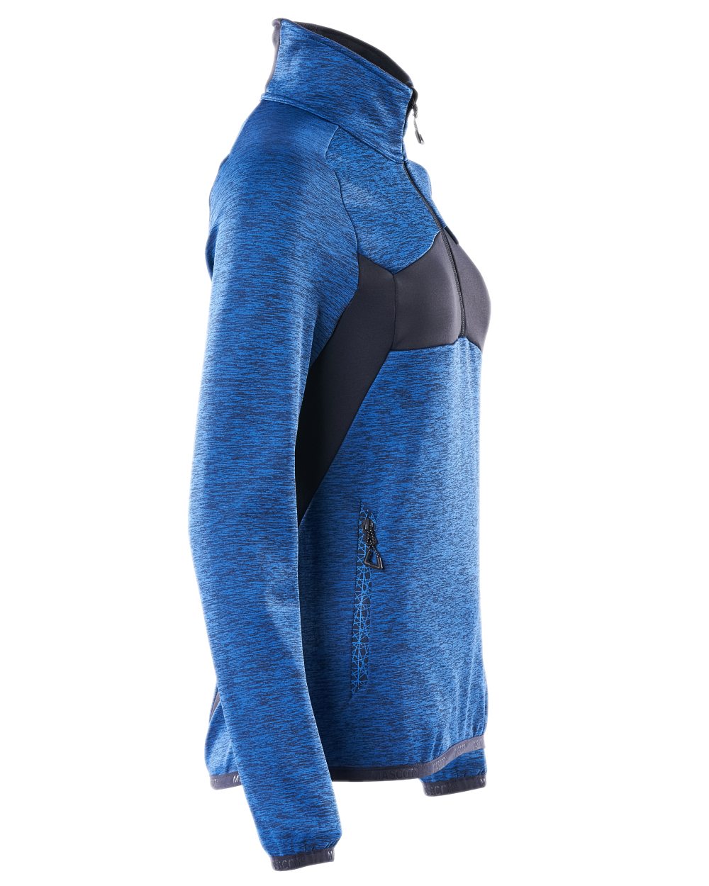Azure Blue Dark Navy Coloured Mascot Workwear Womens Accelerate Fleece Jumper With Half Zip on white background 