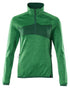 Grass Green Coloured Mascot Workwear Womens Accelerate Fleece Jumper With Half Zip on white background 