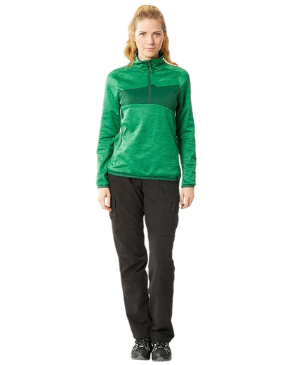 Grass Green Coloured Mascot Workwear Womens Accelerate Fleece Jumper With Half Zip on white background 