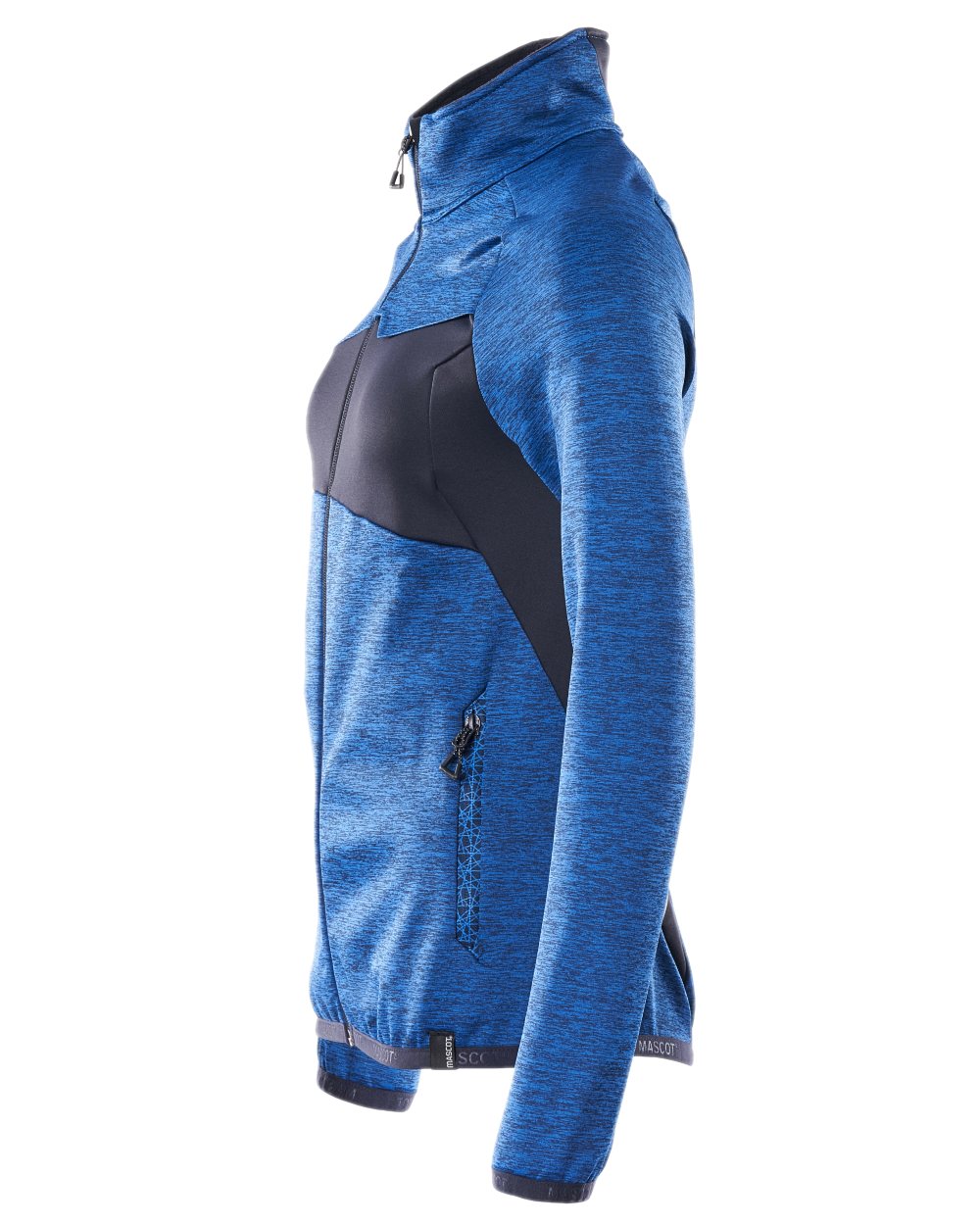 Azure Blue Dark Navy Coloured Mascot Workwear Womens Accelerate Fleece Jumper With Zipper on white background 
