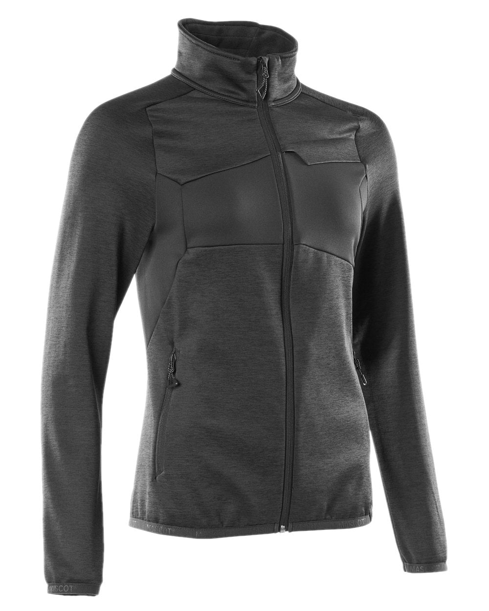 Black Coloured Mascot Workwear Womens Accelerate Fleece Jumper With Zipper on white background 