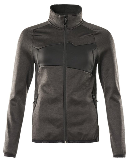 Dark Anthracite Black Coloured Mascot Workwear Womens Accelerate Fleece Jumper With Zipper on white background 