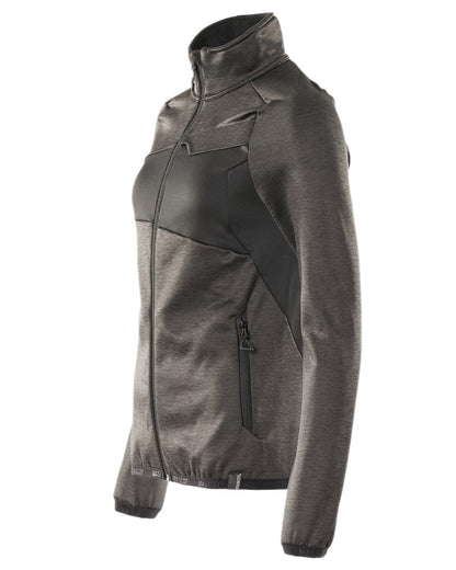 Dark Anthracite Black Coloured Mascot Workwear Womens Accelerate Fleece Jumper With Zipper on white background 