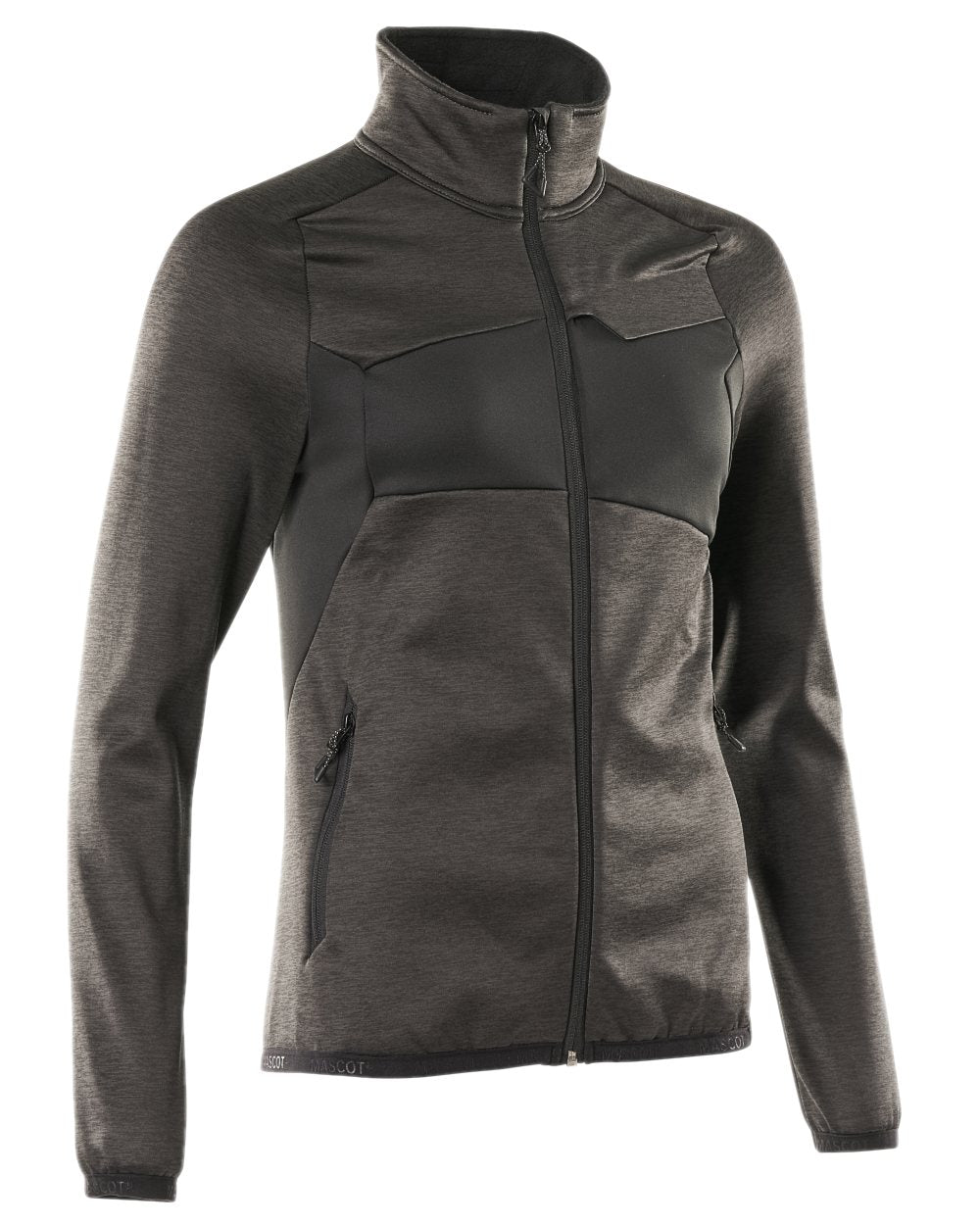 Dark Anthracite Black Coloured Mascot Workwear Womens Accelerate Fleece Jumper With Zipper on white background 