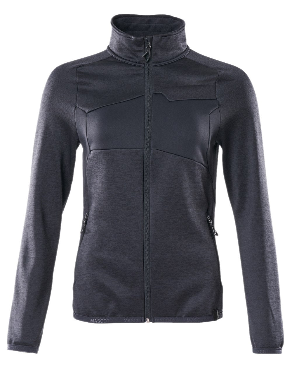 Dark Navy Coloured Mascot Workwear Womens Accelerate Fleece Jumper With Zipper on white background 