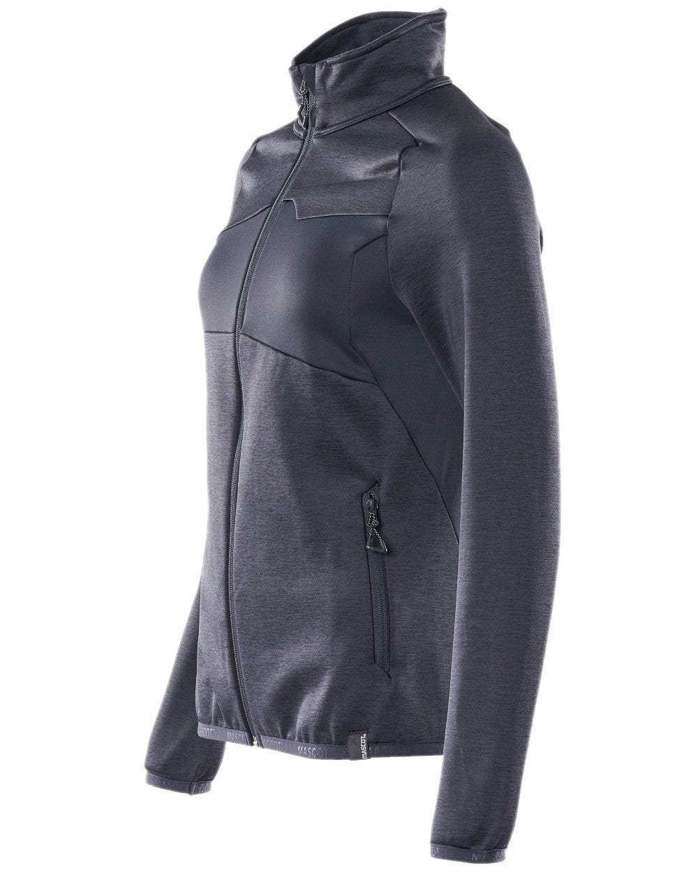 Dark Navy Coloured Mascot Workwear Womens Accelerate Fleece Jumper With Zipper on white background 