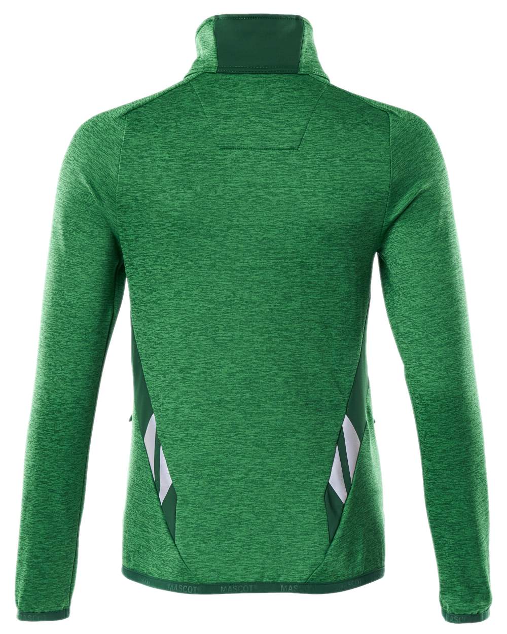 Grass Green Coloured Mascot Workwear Womens Accelerate Fleece Jumper With Zipper on white background 