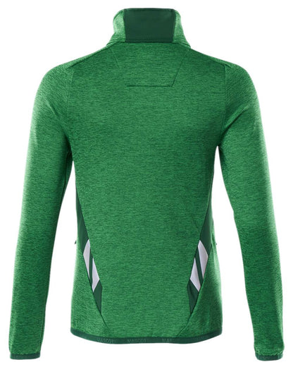 Grass Green Coloured Mascot Workwear Womens Accelerate Fleece Jumper With Zipper on white background 