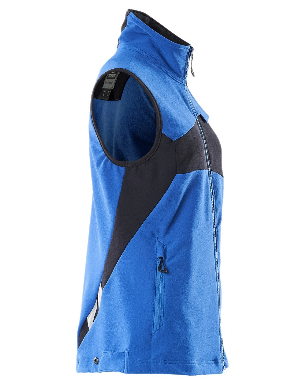 Azure Blue Dark Navy Coloured Mascot Workwear Womens Accelerate Gilet on white background 