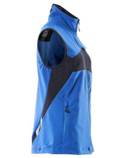 Azure Blue Dark Navy Coloured Mascot Workwear Womens Accelerate Gilet on white background 