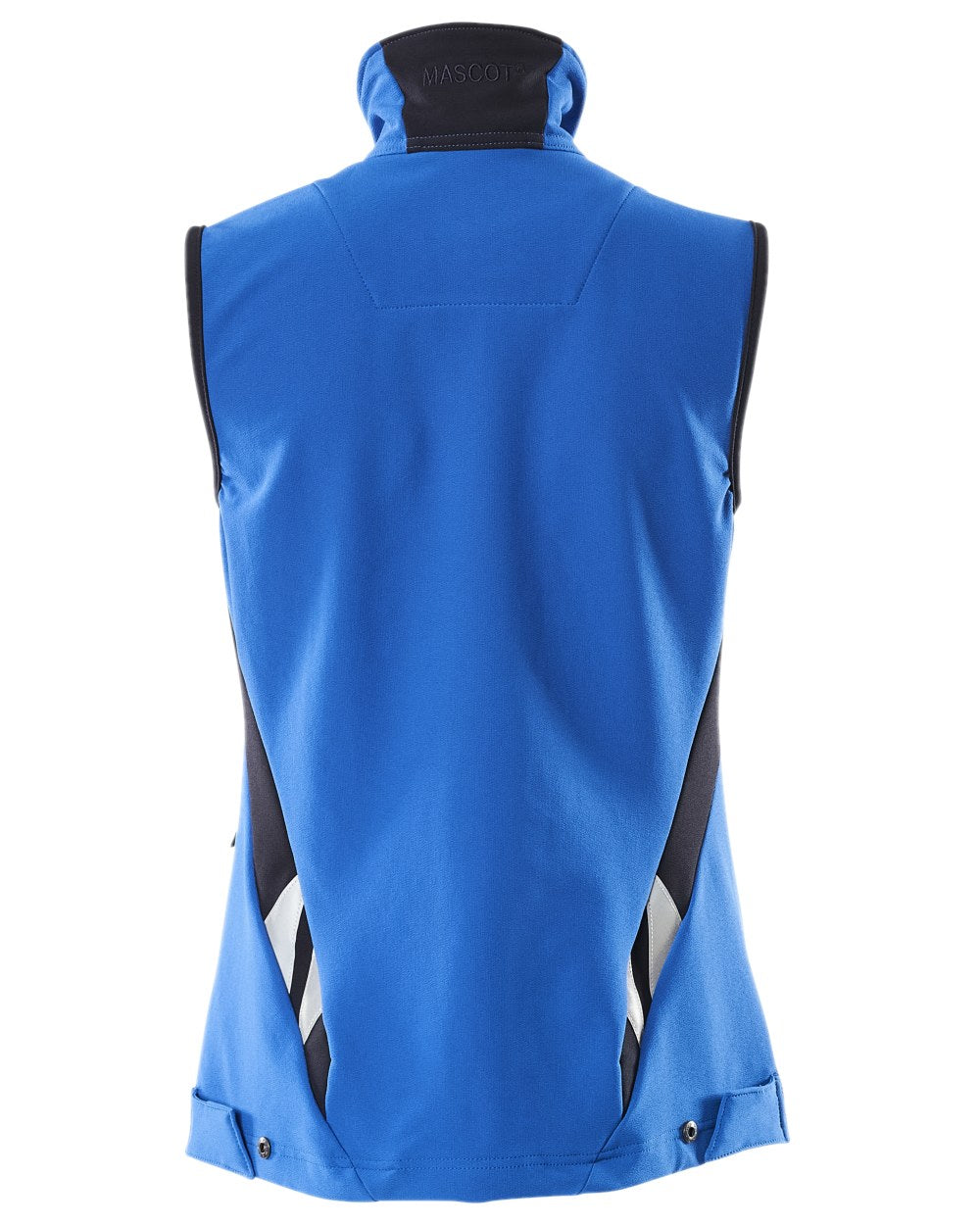 Azure Blue Dark Navy Coloured Mascot Workwear Womens Accelerate Gilet on white background 