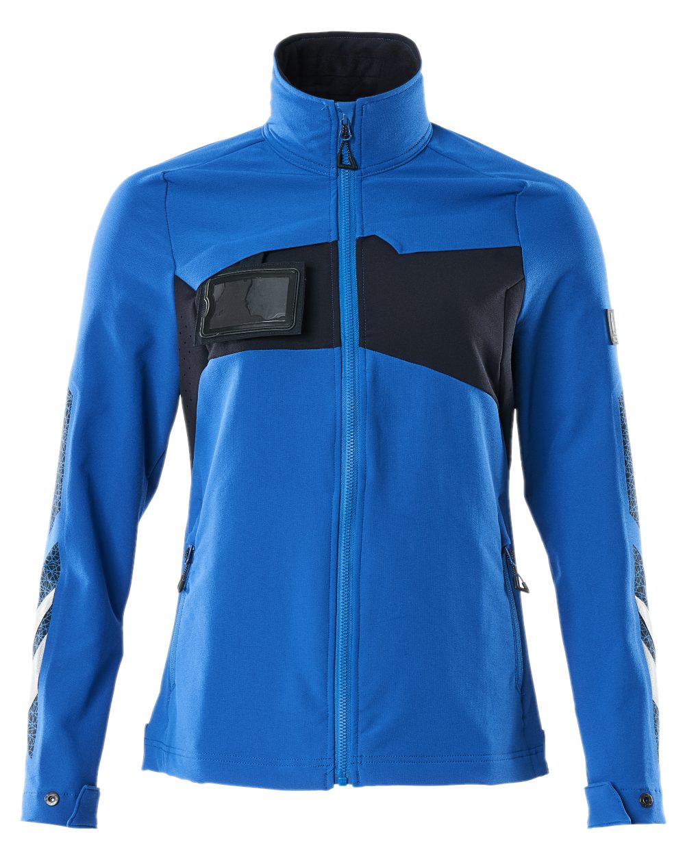 Azure Blue Dark Navy Coloured Mascot Workwear Womens Accelerate Jacket on white background 