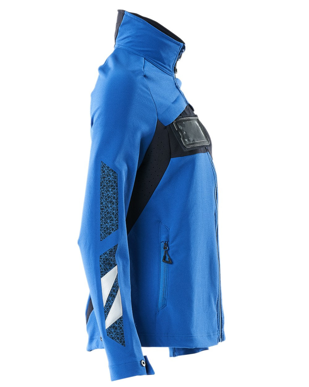 Azure Blue Dark Navy Coloured Mascot Workwear Womens Accelerate Jacket on white background 