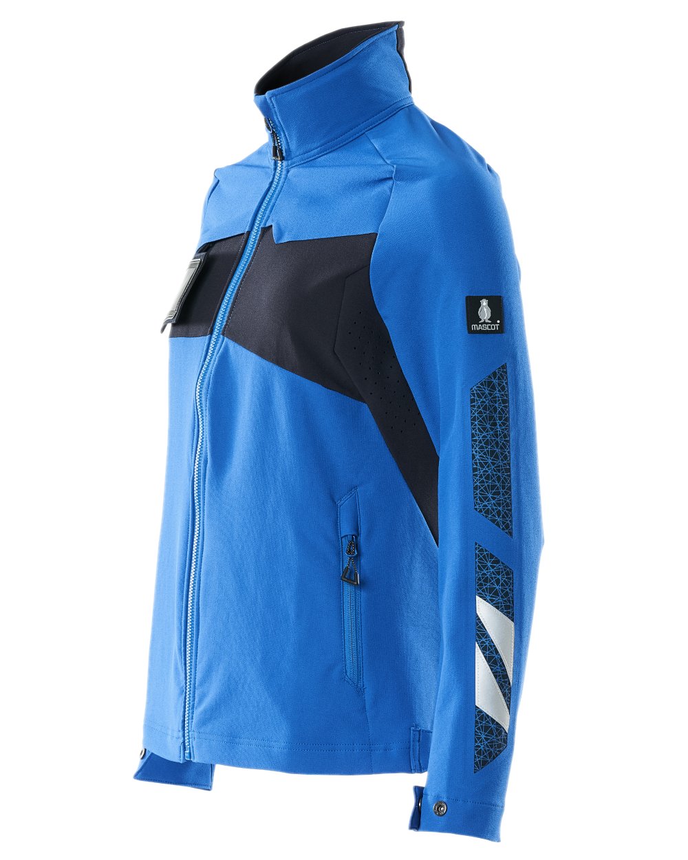 Azure Blue Dark Navy Coloured Mascot Workwear Womens Accelerate Jacket on white background 