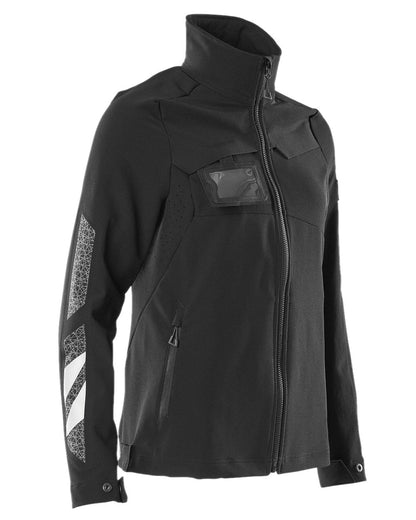 Black Coloured Mascot Workwear Womens Accelerate Jacket on white background 