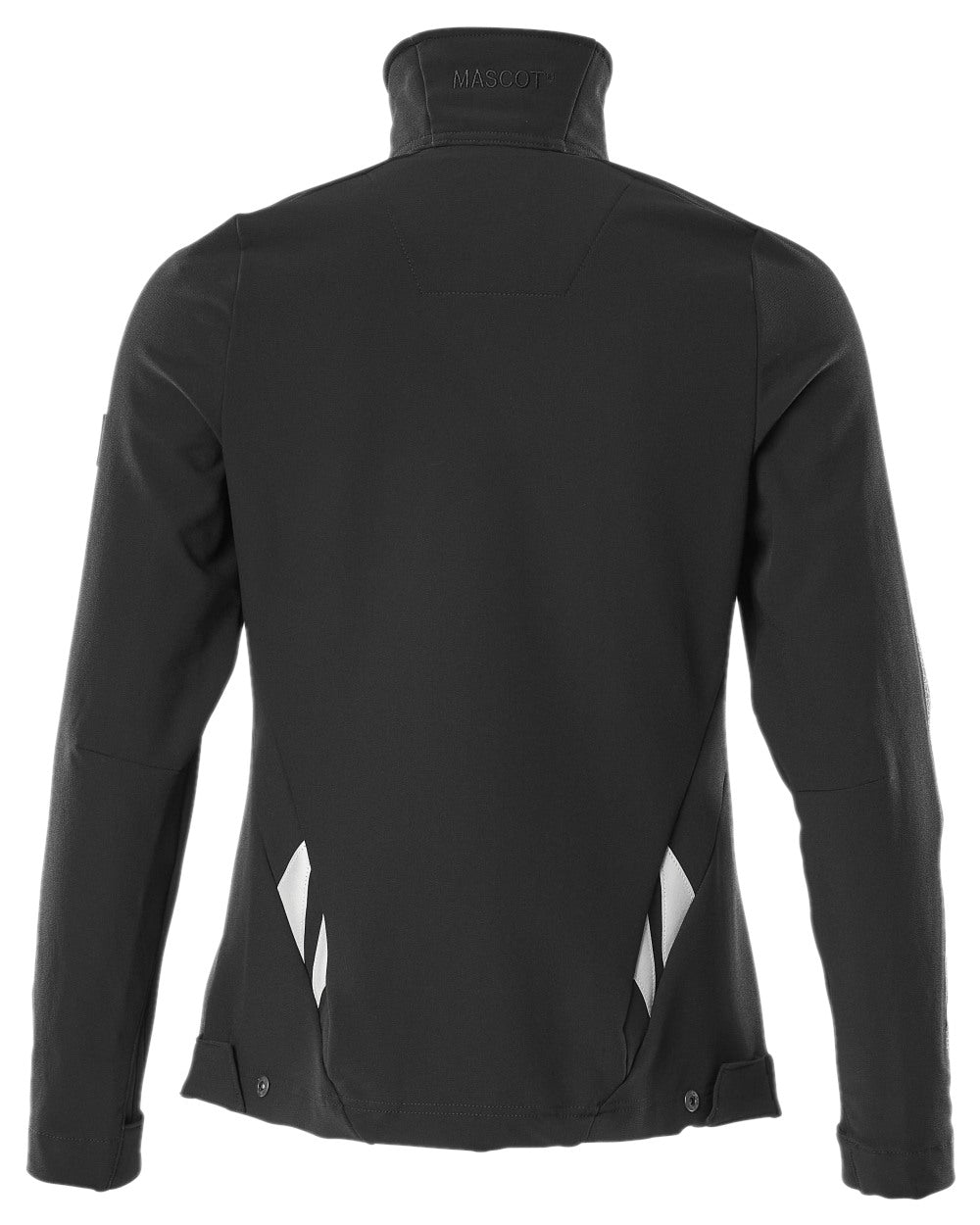 Black Coloured Mascot Workwear Womens Accelerate Jacket on white background 
