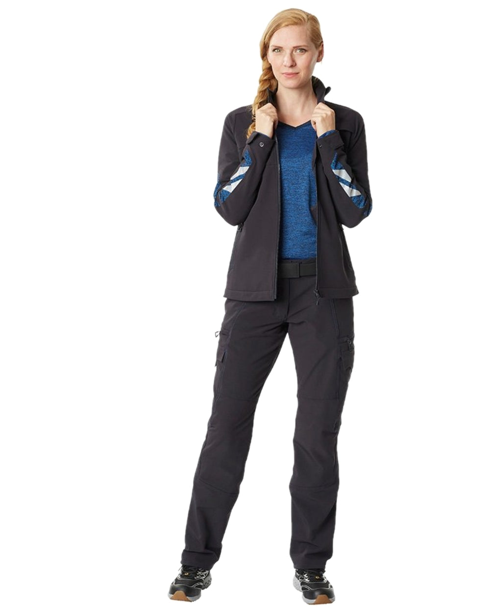 Dark Navy Coloured Mascot Workwear Womens Accelerate Jacket on white background 
