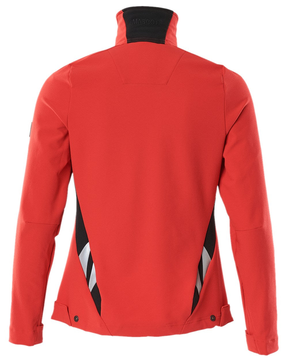 Traffic Red Black Coloured Mascot Workwear Womens Accelerate Jacket on white background 