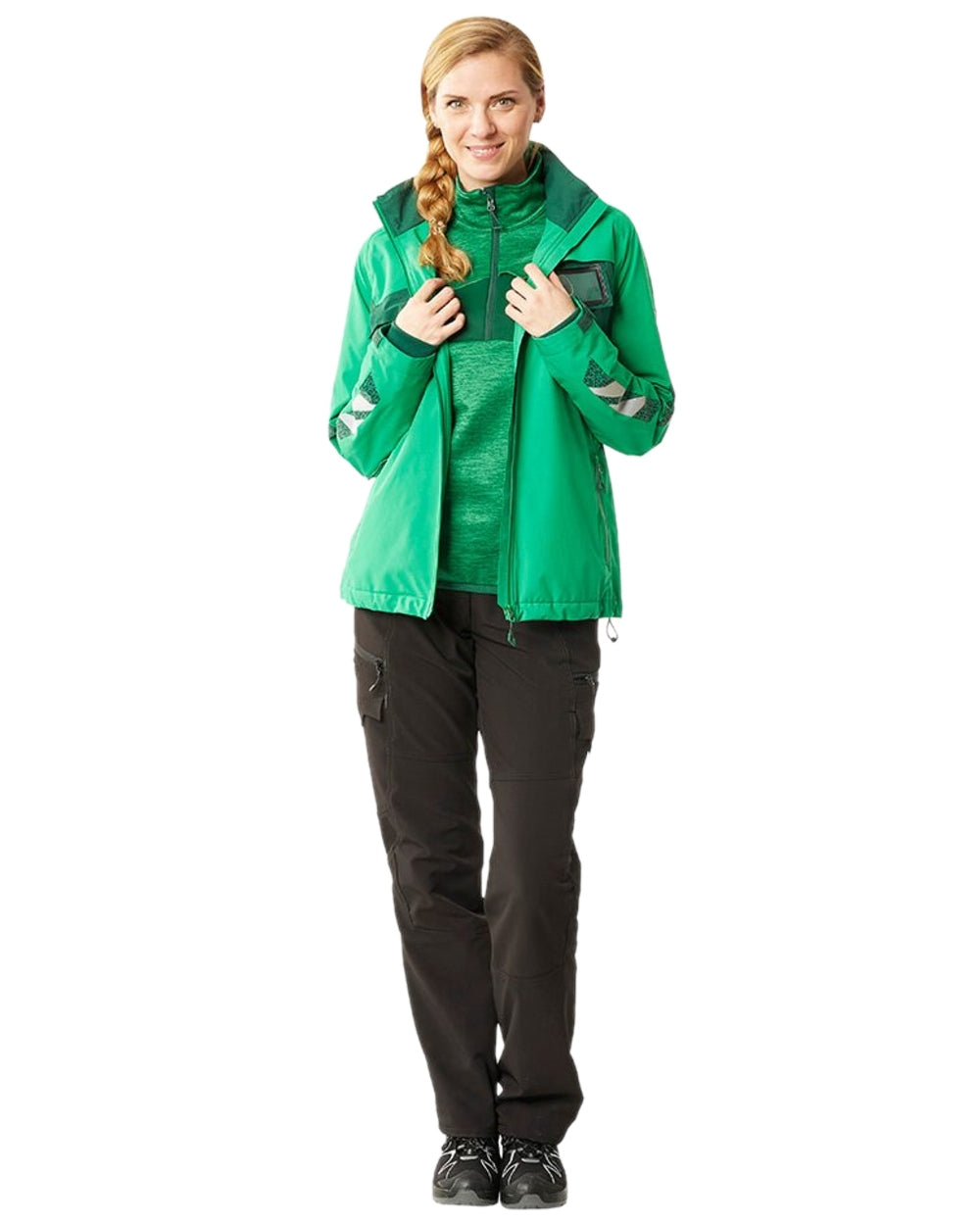 Grass Green Coloured Mascot Workwear Womens Accelerate Lightweight Outer Shell Jacket on white background 