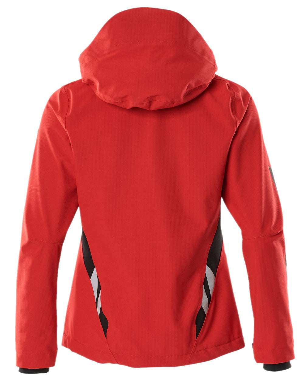 Traffic Red Black Coloured Mascot Workwear Womens Accelerate Lightweight Outer Shell Jacket on white background 