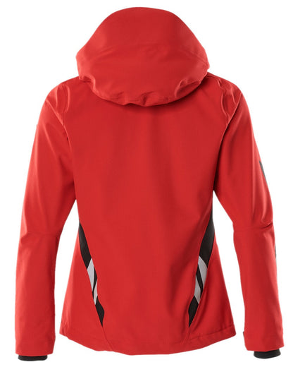 Traffic Red Black Coloured Mascot Workwear Womens Accelerate Lightweight Outer Shell Jacket on white background 