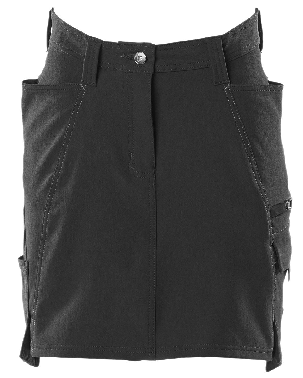 Black Coloured Mascot Workwear Womens Accelerate Lightweight Skirt on white background 