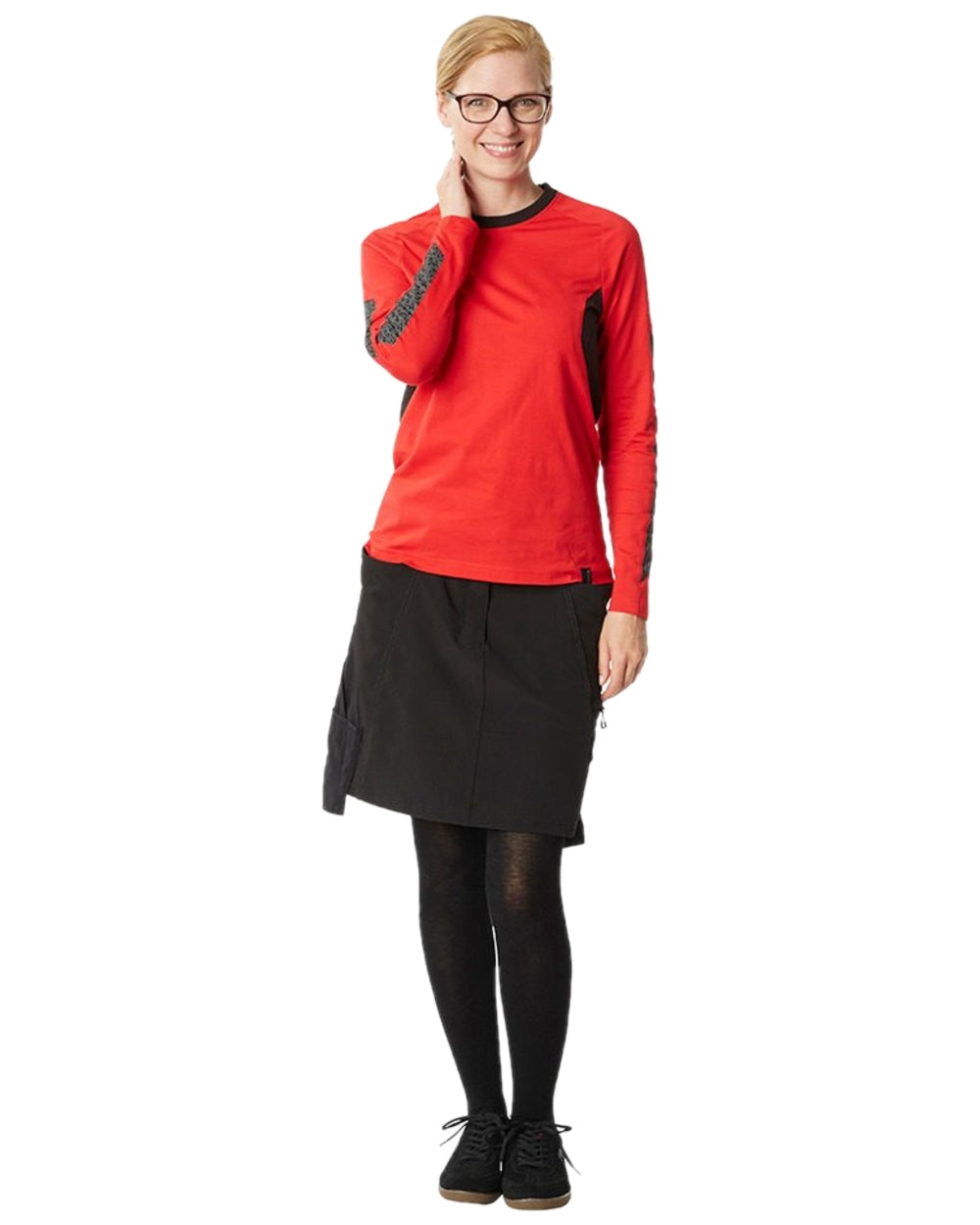 Black Coloured Mascot Workwear Womens Accelerate Lightweight Skirt on white background 