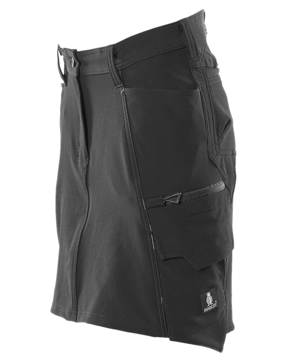 Black Coloured Mascot Workwear Womens Accelerate Lightweight Skirt on white background 