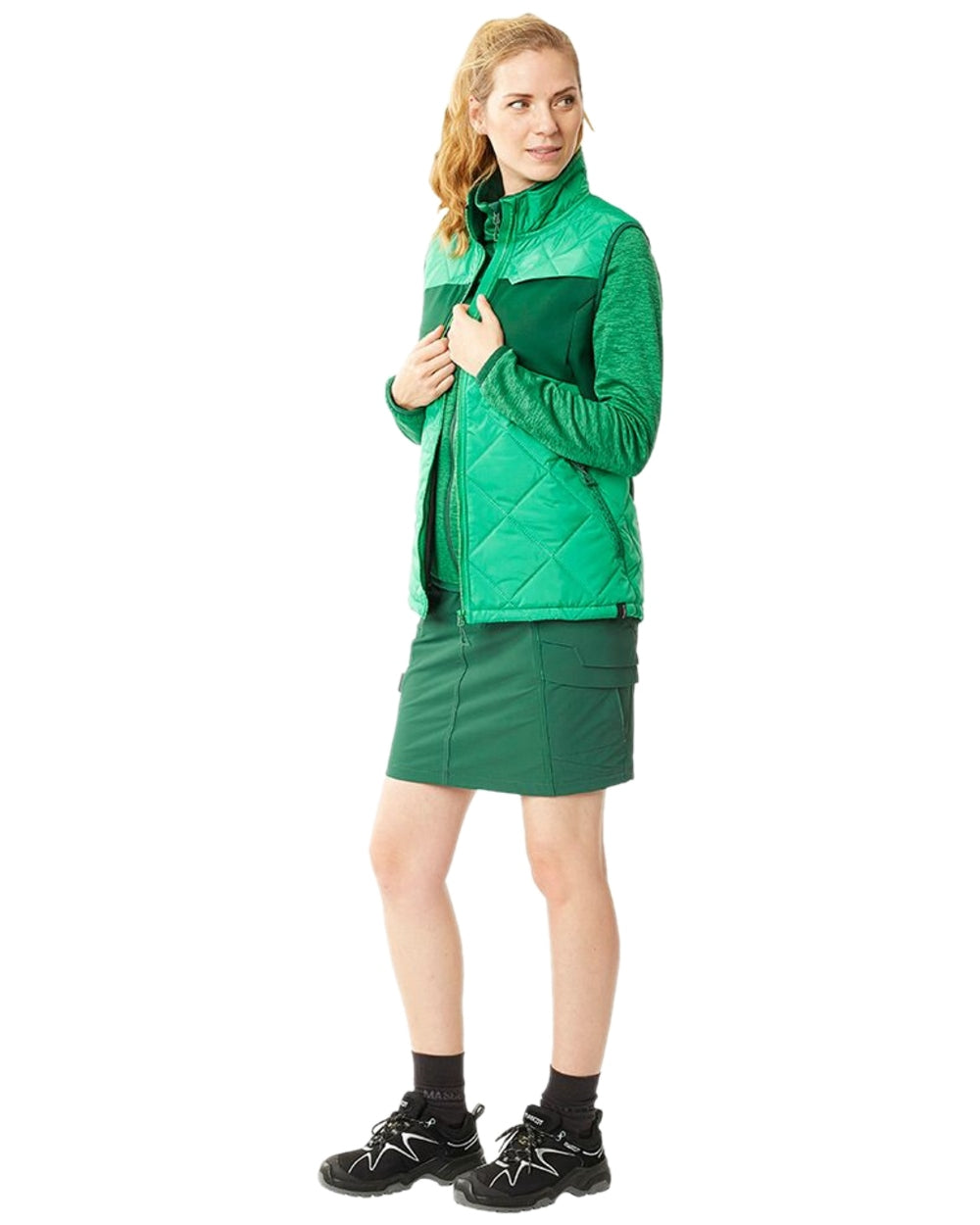 Green Coloured Mascot Workwear Womens Accelerate Lightweight Skirt on white background 
