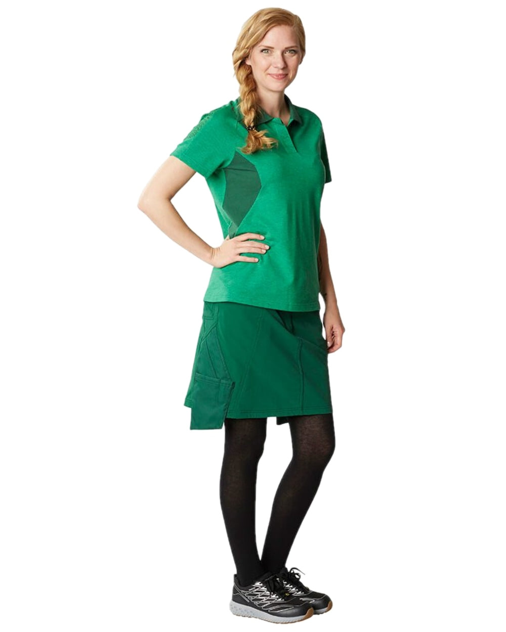 Green Coloured Mascot Workwear Womens Accelerate Lightweight Skirt on white background 