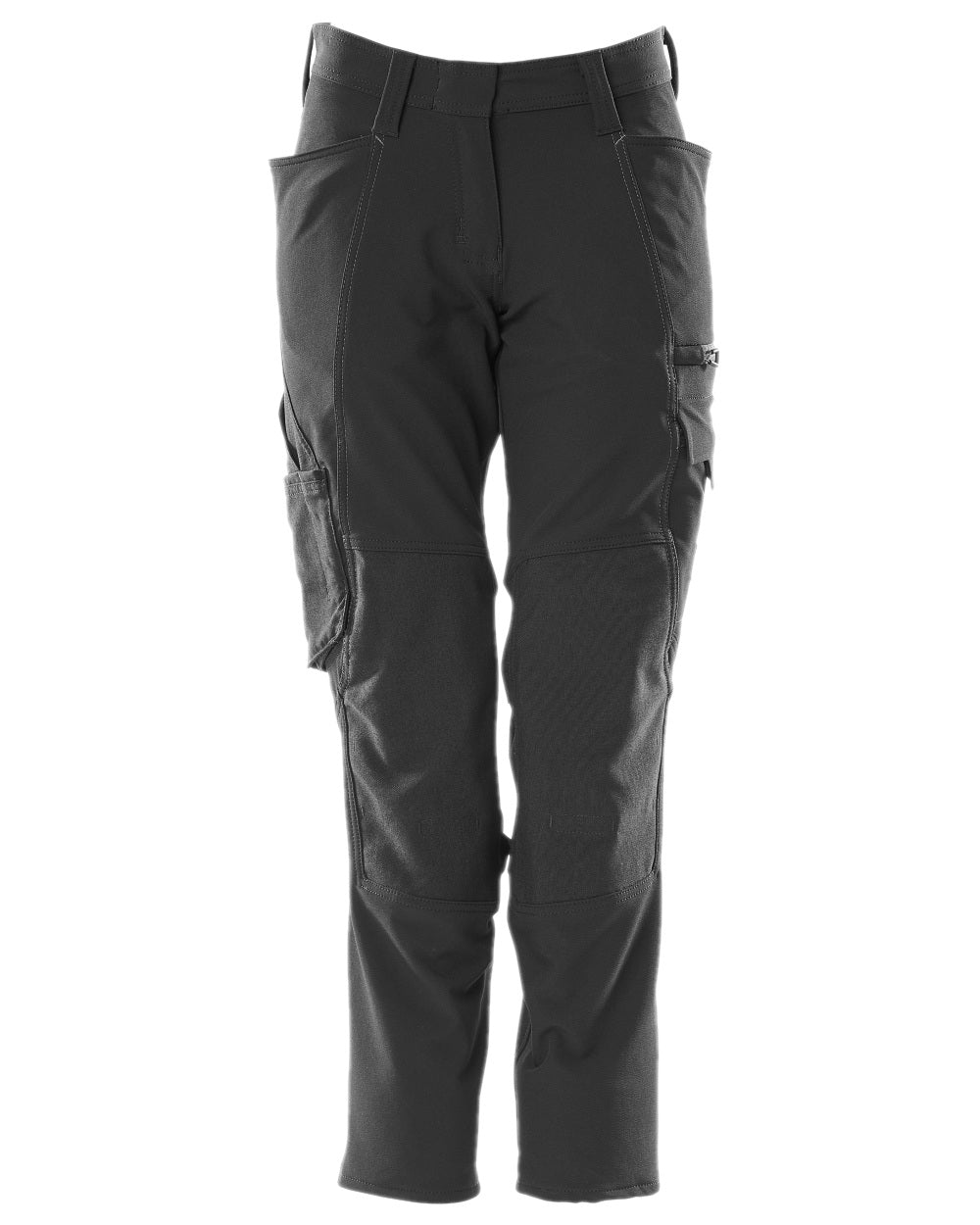 Black Coloured Mascot Workwear Womens Accelerate Lightweight Trousers With Kneepad Pockets on white background 
