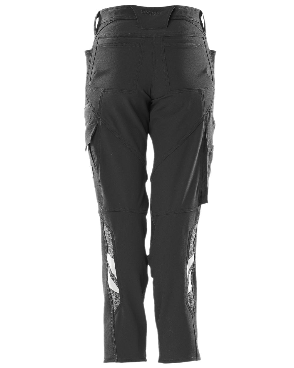 Black Coloured Mascot Workwear Womens Accelerate Lightweight Trousers With Kneepad Pockets on white background 