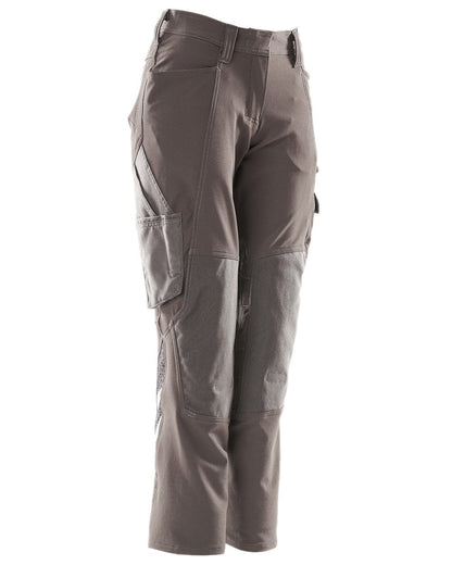 Dark Anthracite Coloured Mascot Workwear Womens Accelerate Lightweight Trousers With Kneepad Pockets on white background 