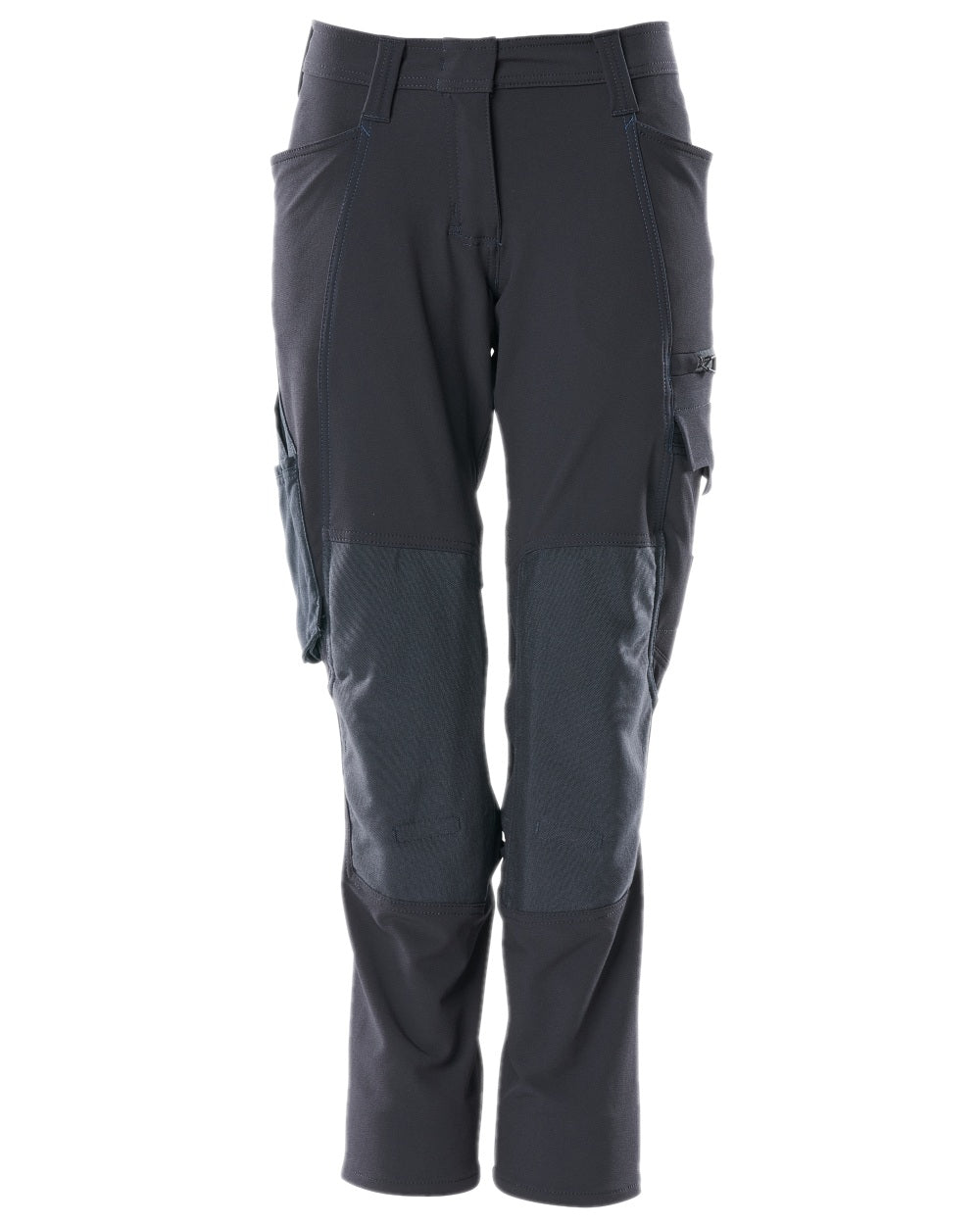 Dark Navy Coloured Mascot Workwear Womens Accelerate Lightweight Trousers With Kneepad Pockets on white background 