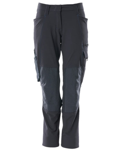 Dark Navy Coloured Mascot Workwear Womens Accelerate Lightweight Trousers With Kneepad Pockets on white background 