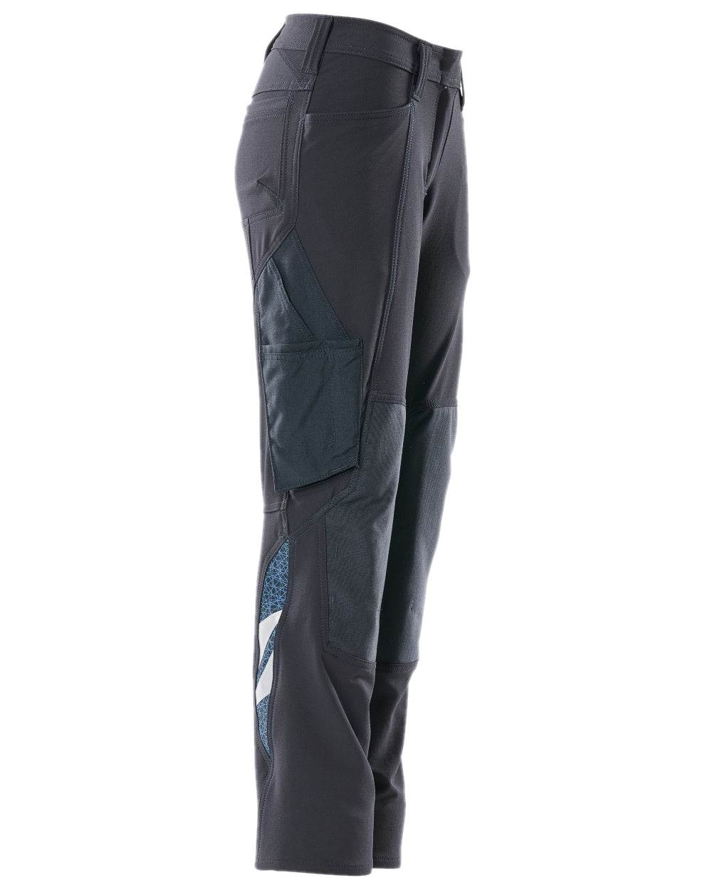 Dark Navy Coloured Mascot Workwear Womens Accelerate Lightweight Trousers With Kneepad Pockets on white background 