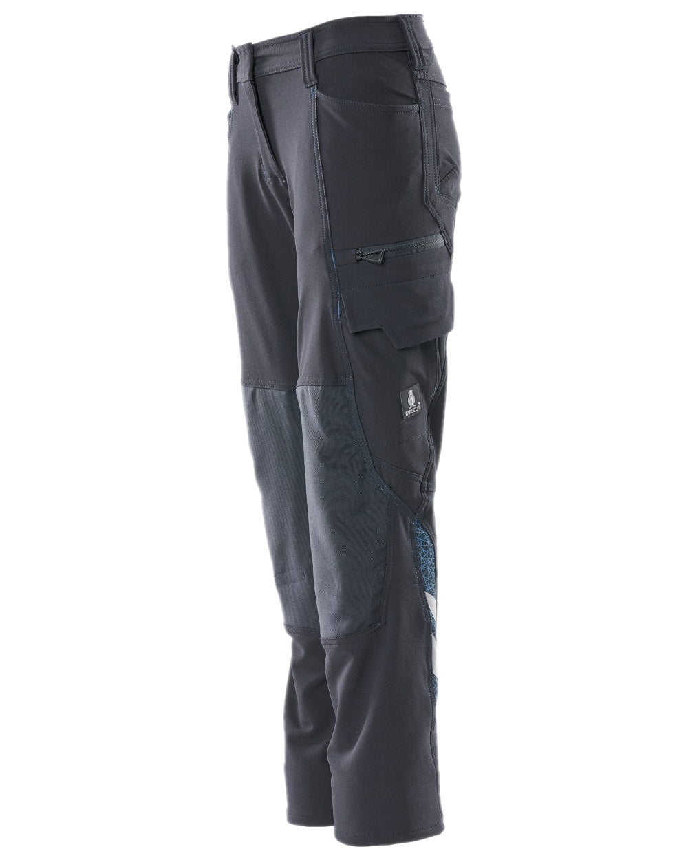 Dark Navy Coloured Mascot Workwear Womens Accelerate Lightweight Trousers With Kneepad Pockets on white background 