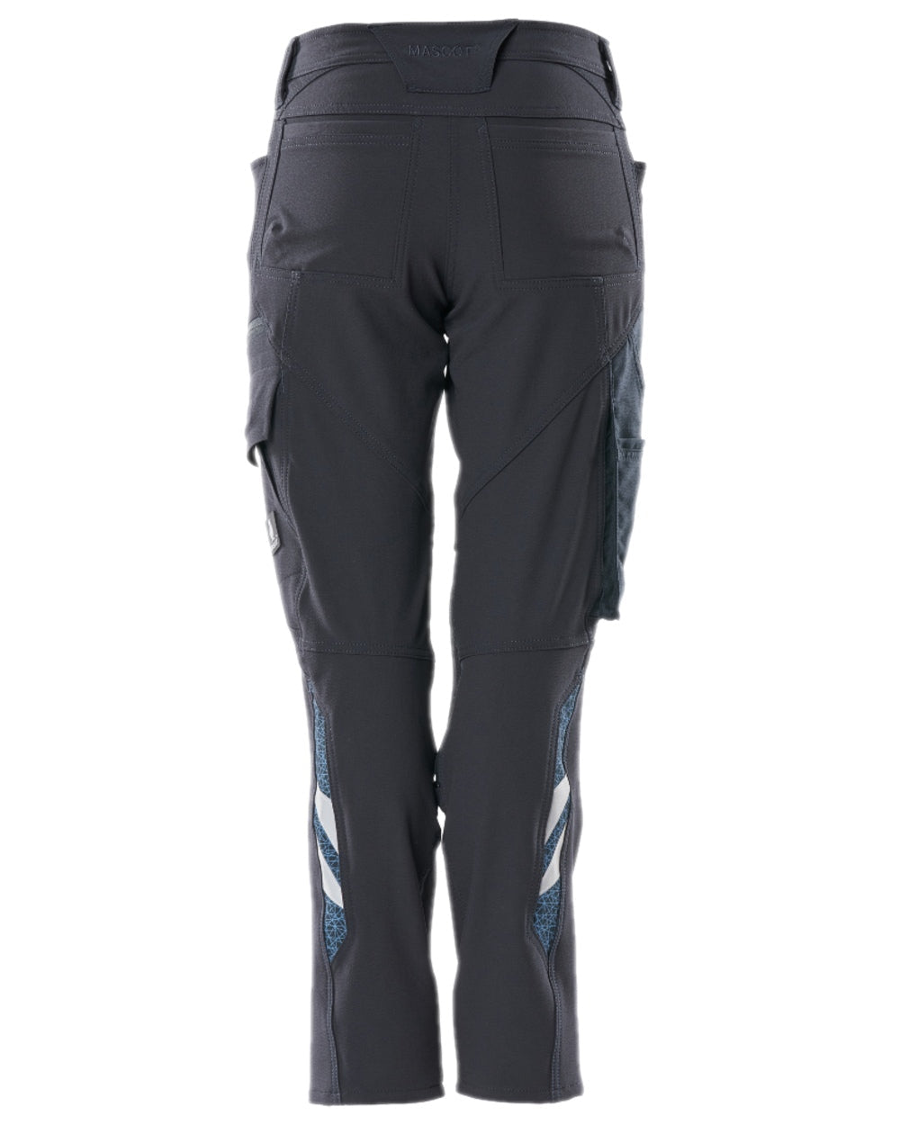 Dark Navy Coloured Mascot Workwear Womens Accelerate Lightweight Trousers With Kneepad Pockets on white background 
