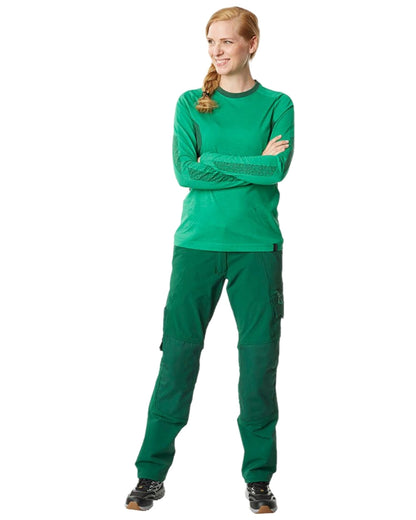 Green Coloured Mascot Workwear Womens Accelerate Lightweight Trousers With Kneepad Pockets on white background 