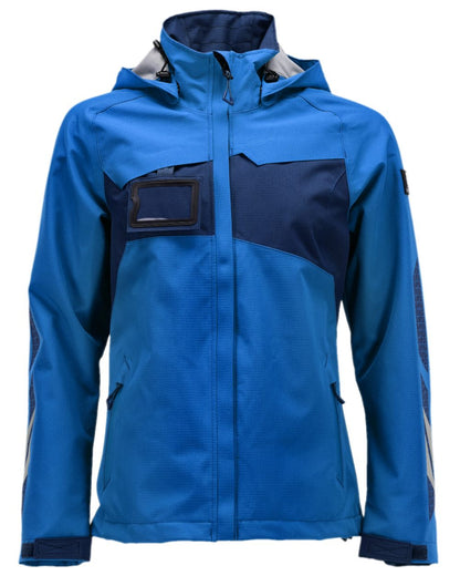 Azure Blue Dark Navy Coloured Mascot Workwear Womens Accelerate Outer Shell Jacket on white background 