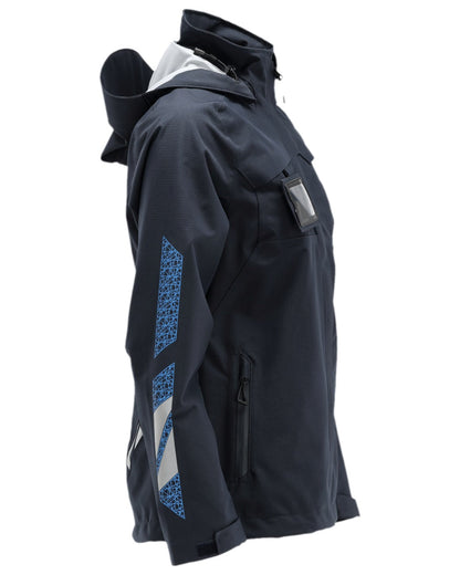 Dark Navy Coloured Mascot Workwear Womens Accelerate Outer Shell Jacket on white background 
