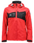Traffic Red Black Coloured Mascot Workwear Womens Accelerate Outer Shell Jacket on white background 