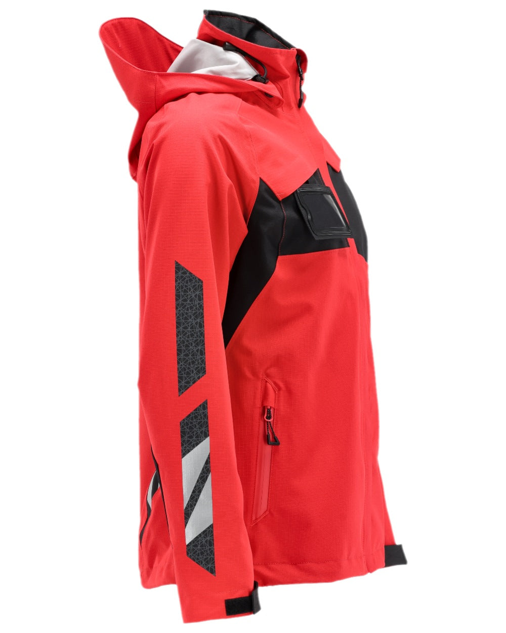 Traffic Red Black Coloured Mascot Workwear Womens Accelerate Outer Shell Jacket on white background 