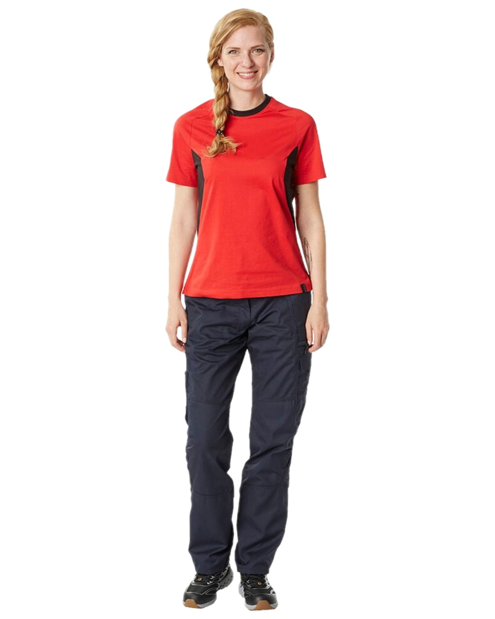 Dark Navy Coloured Mascot Workwear Womens Accelerate Pearl Fit Extra Lightweight Trousers on white background 