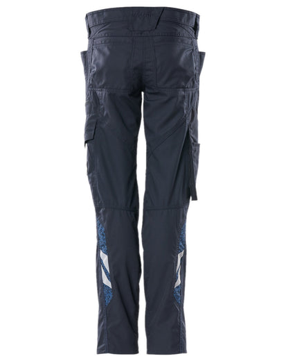 Dark Navy Coloured Mascot Workwear Womens Accelerate Pearl Fit Extra Lightweight Trousers on white background 