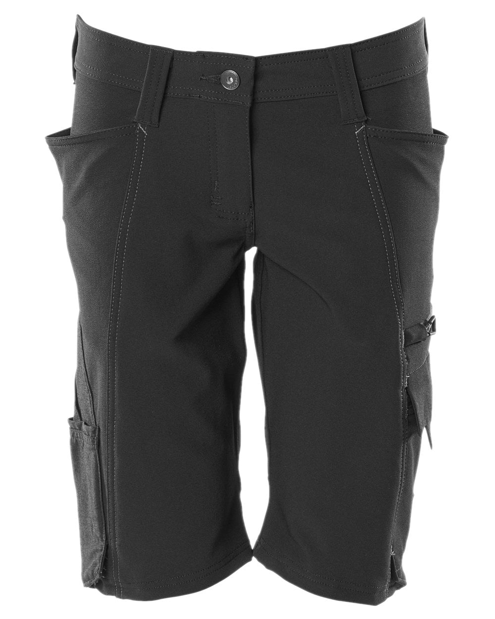 Black Coloured Mascot Workwear Womens Accelerate Pearl Fit Shorts on white background 