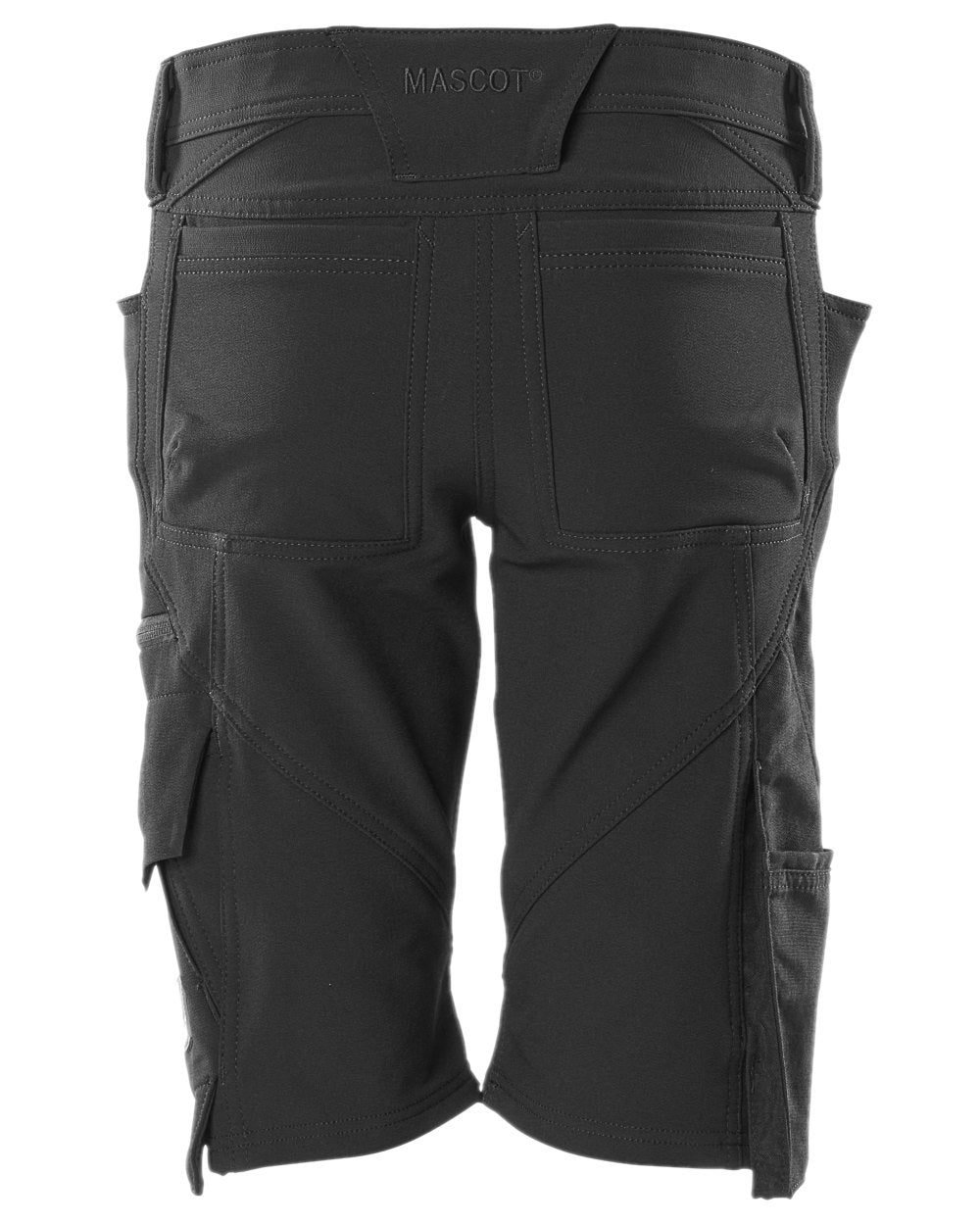 Black Coloured Mascot Workwear Womens Accelerate Pearl Fit Shorts on white background 